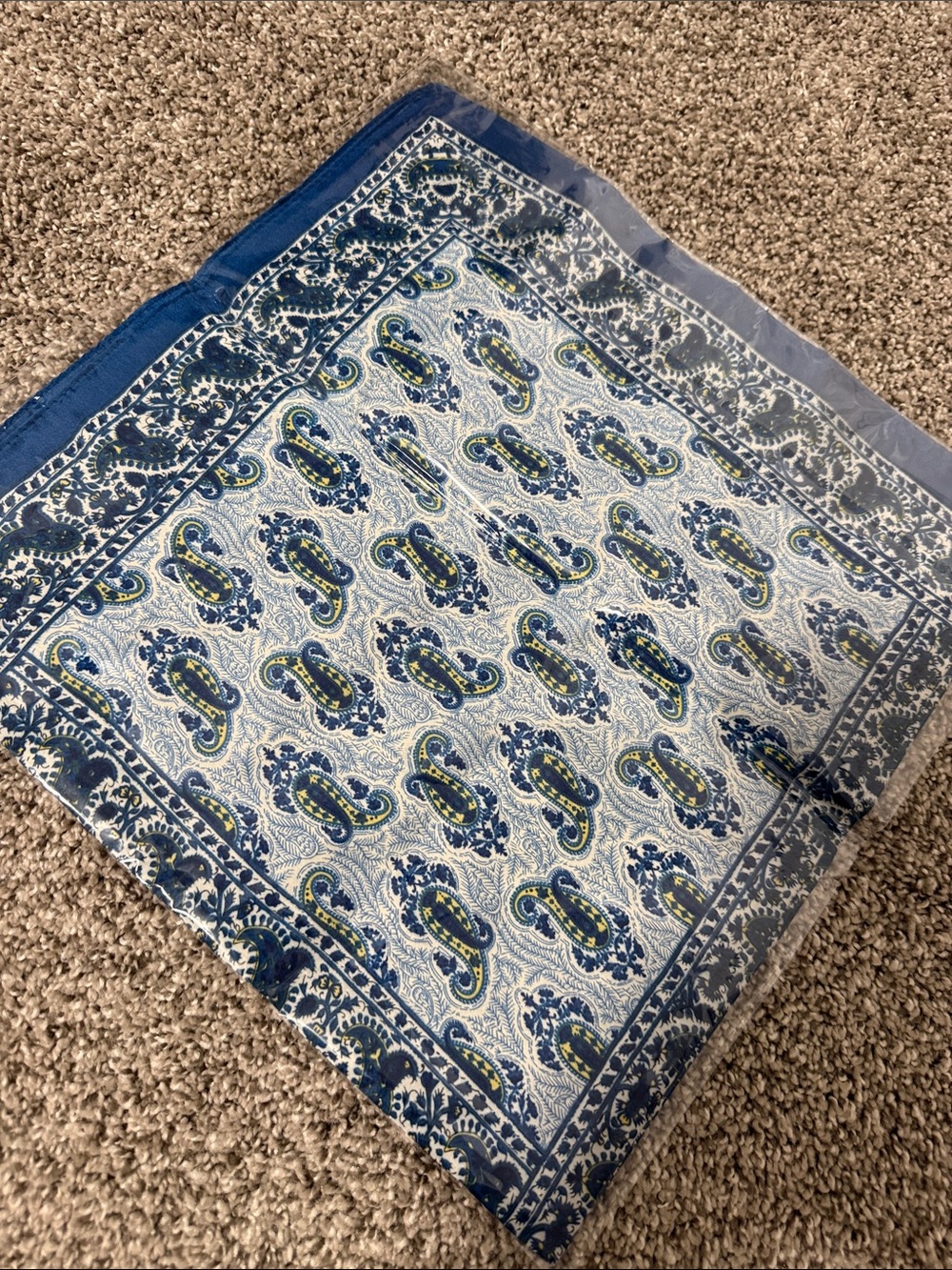Blue Paisley Square Scarf